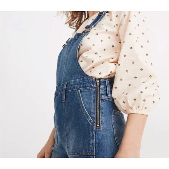 NWT MADEWELL Stovepipe Overalls Women Large Cosman Wash Blue Denim Skinny Jeans - Picture 3 of 13